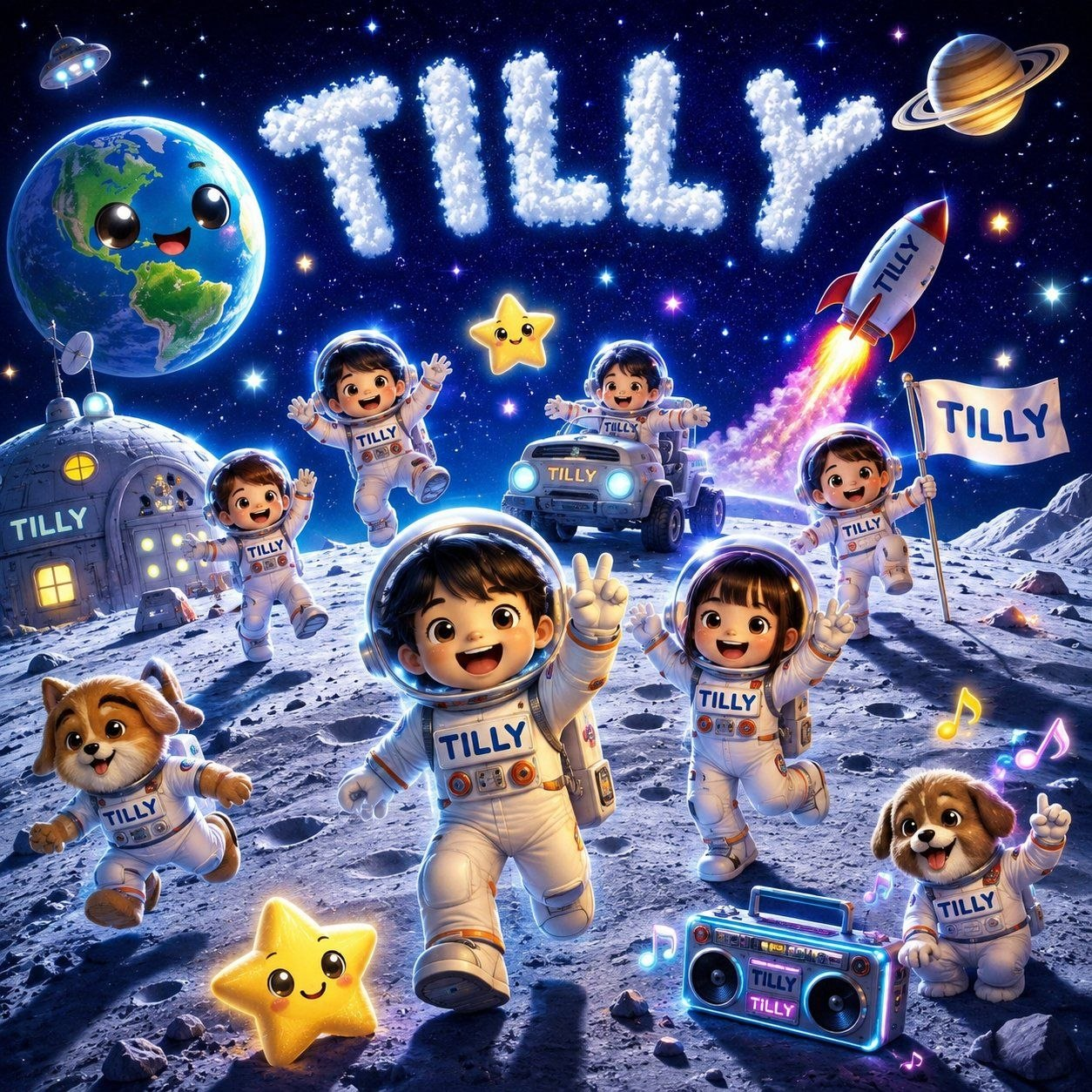 Colorful Tilly moon adventure