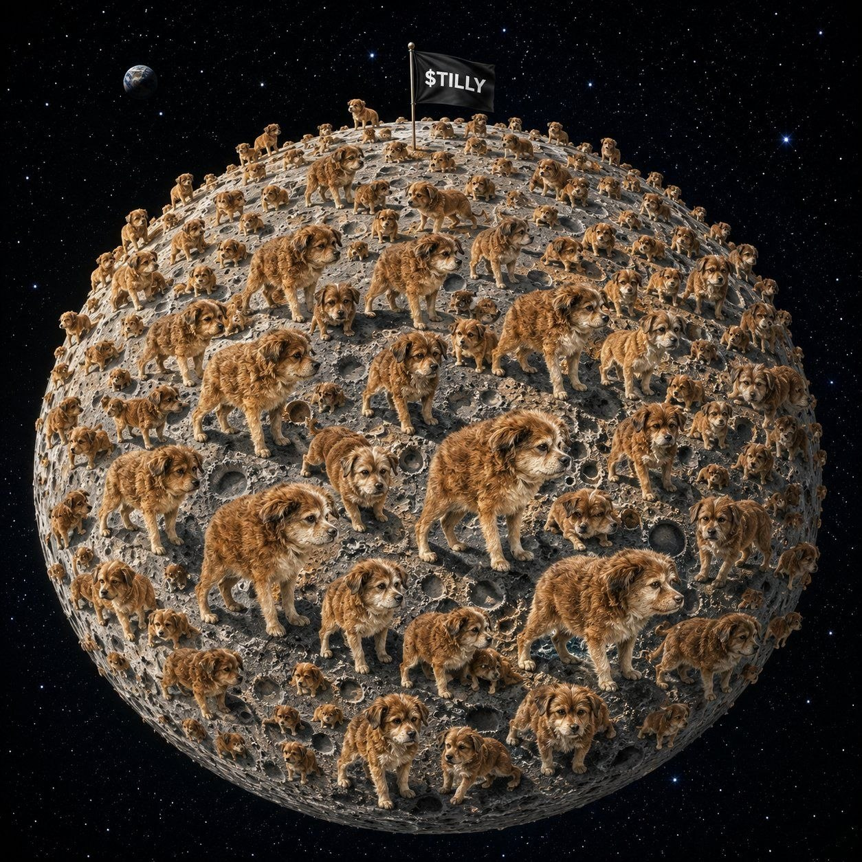 A moon covered in Tilly dogs